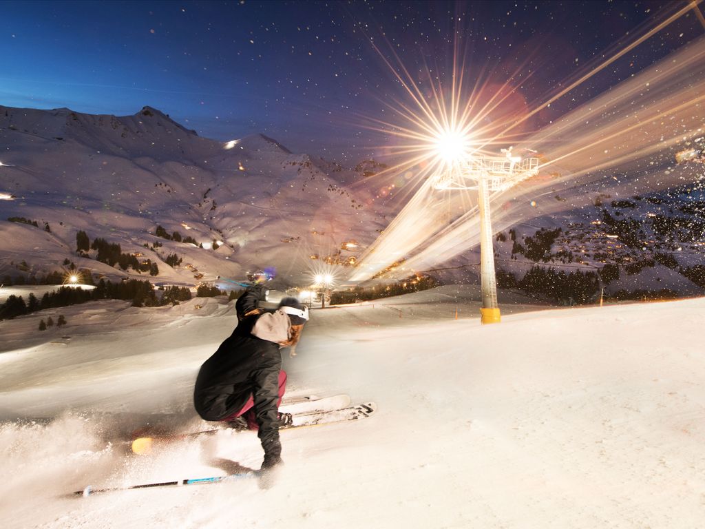 Ski nocturne dans la station des Crosets aux Portes du Soleil