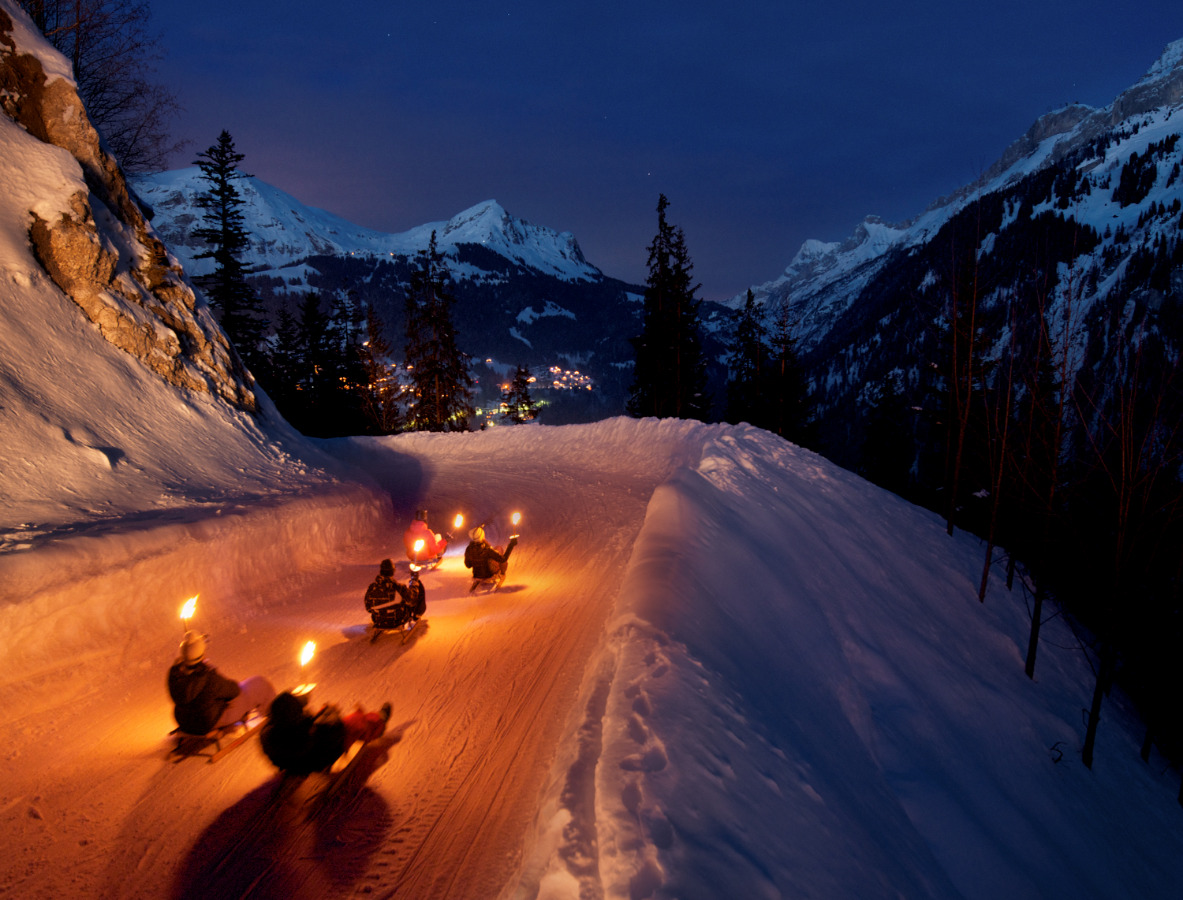 piste de luge des Diablerets, Vaud, hiver