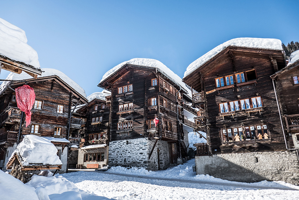 Le village de Grimentz dans le val d'Anniviers
