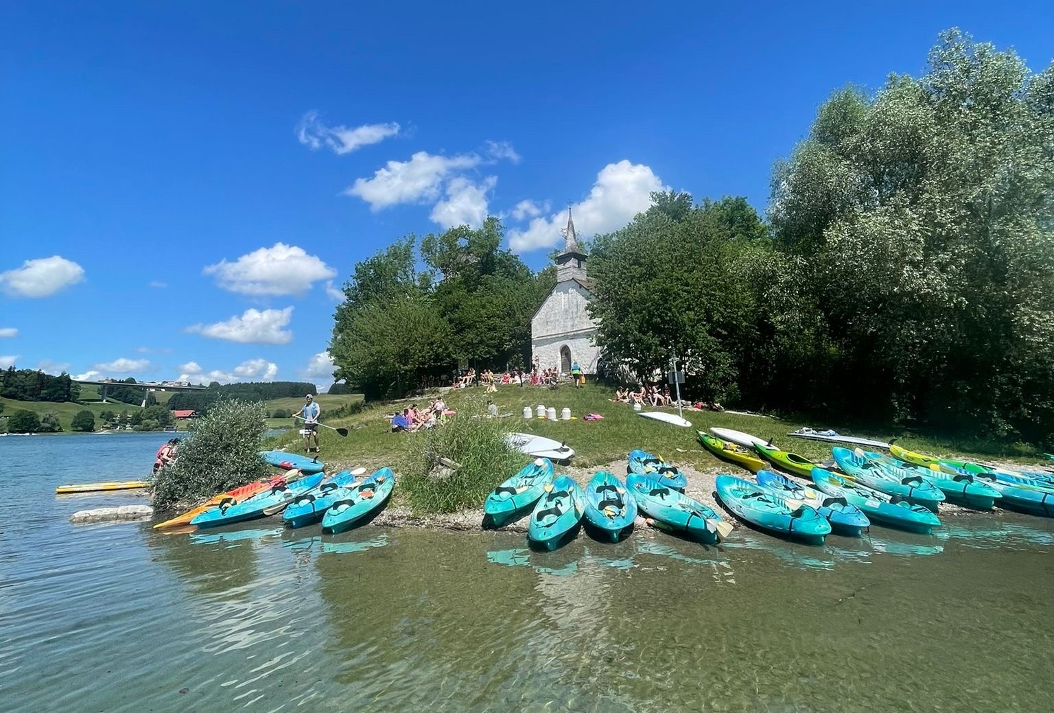 Paddle sur le lac de la Gruyère et visite de l'île d'Ogoz